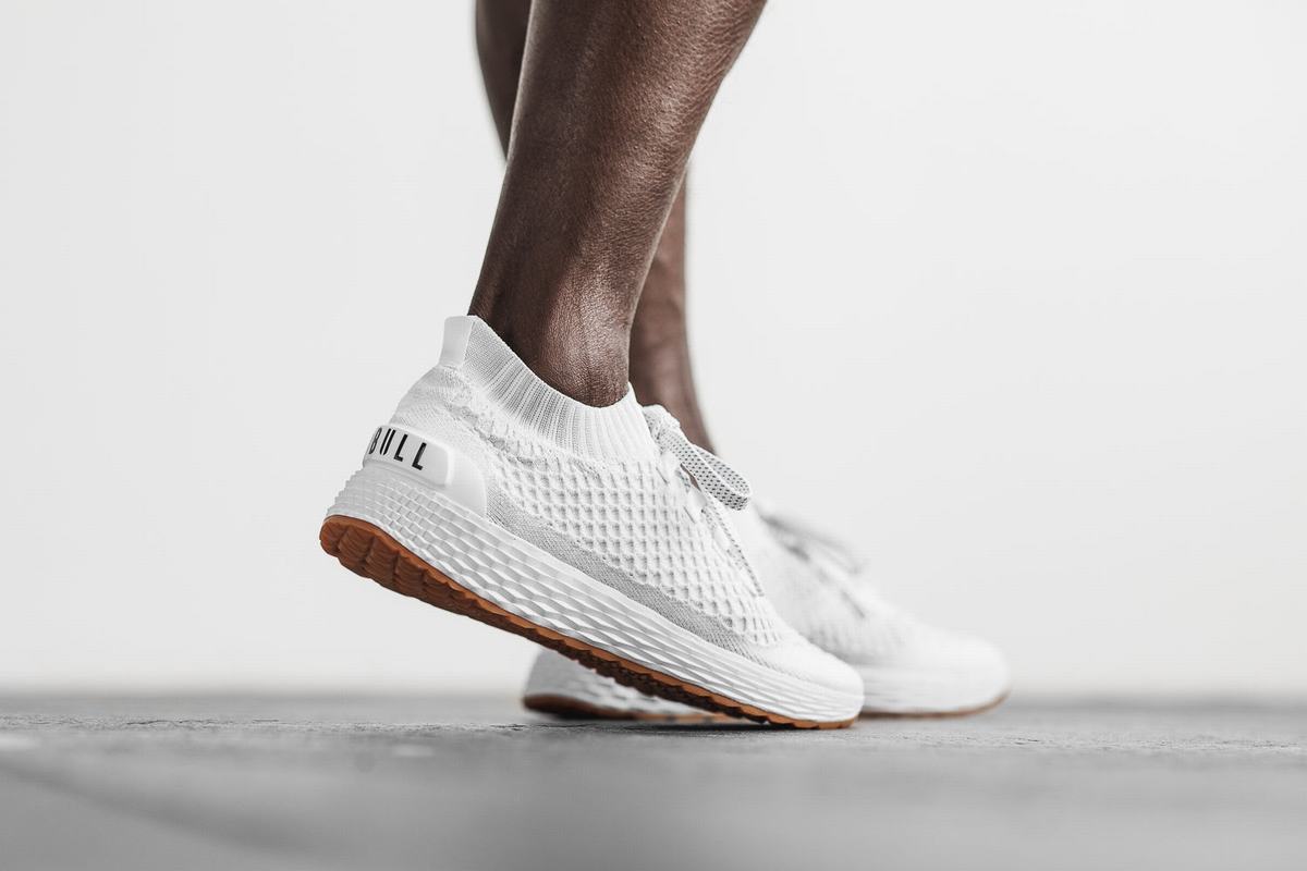 Nobull Knit Runner Men's Running Shoes White | Australia (UD0673)